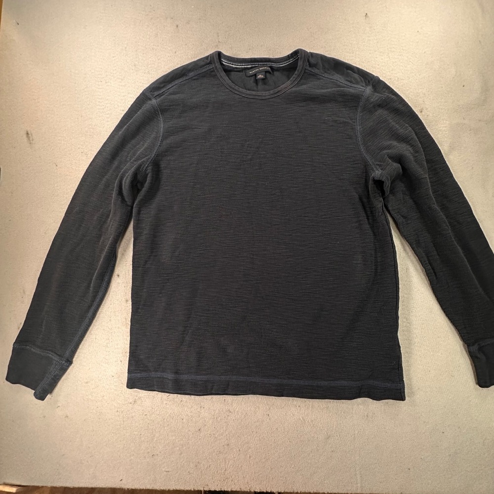 Banana Republic Mens XL Waffle Knit Thermal Long Sleeve Shirt Slubby Crewneck